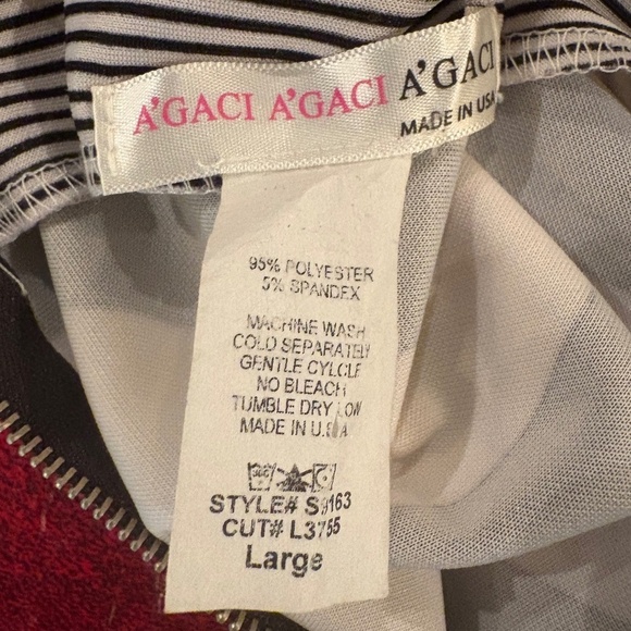 A'Gaci Black/White Striped Mini Skirt with Back Zipper Closure; Size L - Picture 7 of 7